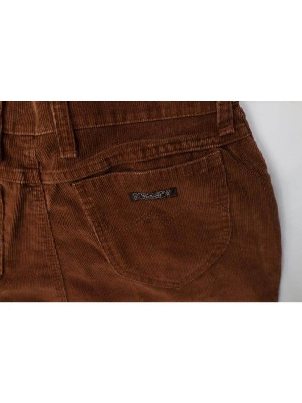 Vintage 70s Wrangler Womens 16 Faded Flared Wide Leg Corduroy Pants Brown USA - Picture 12 of 12